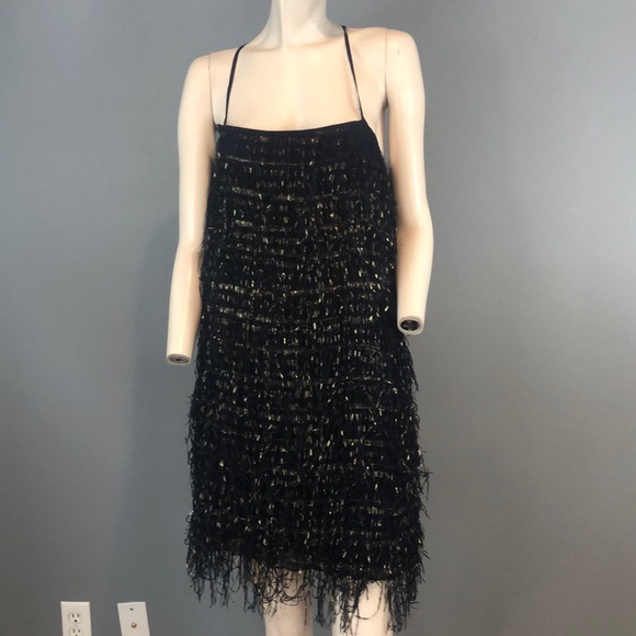 Nicole Miller Dresses | Nwt Nicole Mille Navy Blue Gold Fringe Dress Sz 4 | Color: Blue/Gold | Size: 4 | Ghaines2010's Closet